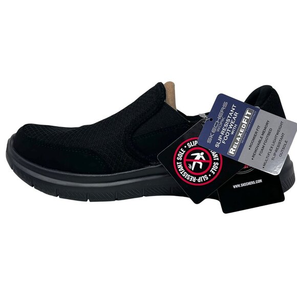 Skechers Mens 77048 McAllen Black Slip Resistant Mesh Work Shoes Liafers‎ Size 8 - Picture 7 of 16